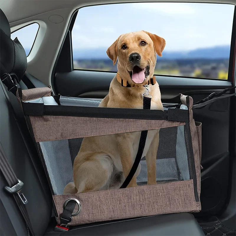 Bolsa de transporte de viaje para perros, cesta segura y cómoda para coche, instalación sencilla, cinta de ajuste para asiento de perro