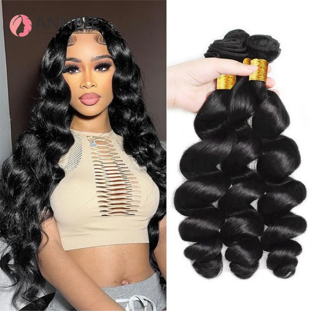 

12A Loose Wave Bundles 100% Human Hair Extensions Malaysian Hair Weave Tissage Cheveux Humain Wave 1 3 4 Bundles For Black Women