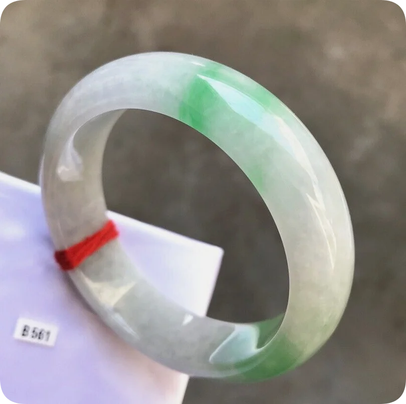 55MM Ancient Natural Ice Green Jadeite Jade Bracelet Burma Jadeite Jade Bangle