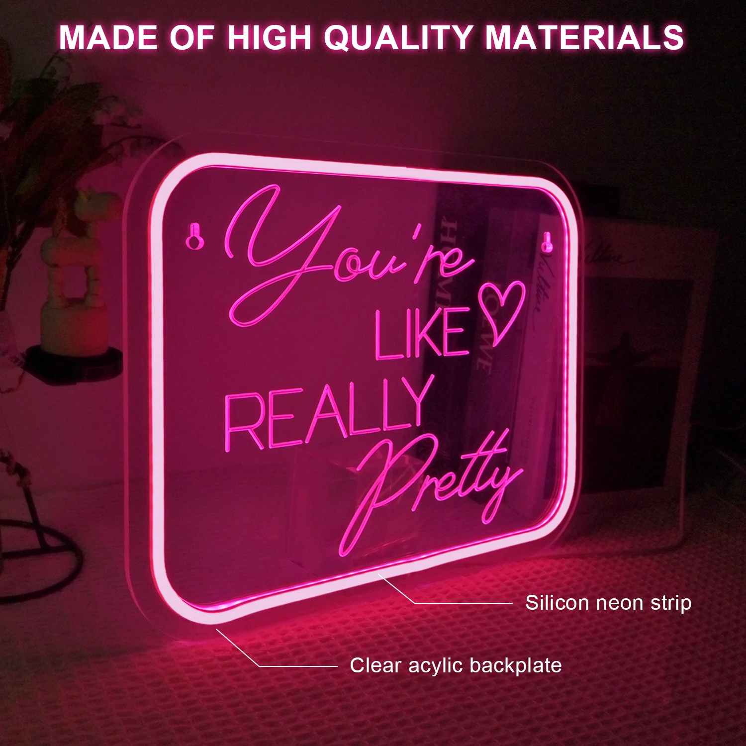 

Pink You're Like Really Pretty Neon Sign Dimmable Wall Decor for Wedding Bedroom Christmas Party Salon Best Gifts for Birthday