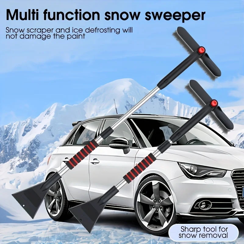 Cepillo de nieve retráctil para coche, herramienta de limpieza para ventana de vidrio, Descongelador, raspado, Snowboard, accesorios exteriores para coche, Invierno