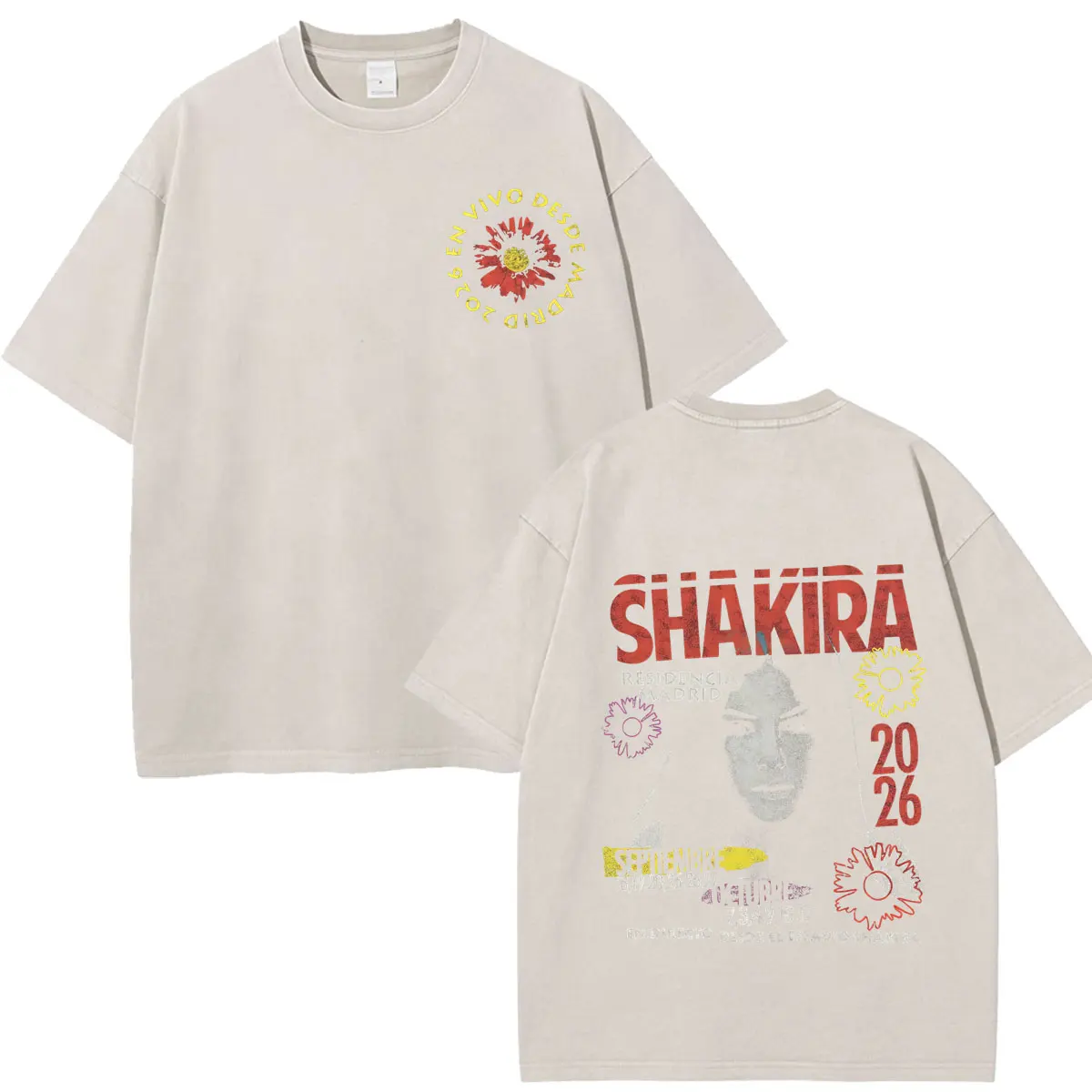 Shakira Las Mujeres Ya No Lloran 2026 Tour Print Vintage Washed Fan Geschenk T-Shirts Herren Damen Mode Locker Lässig Baumwoll-T-Shirt – Detail 31