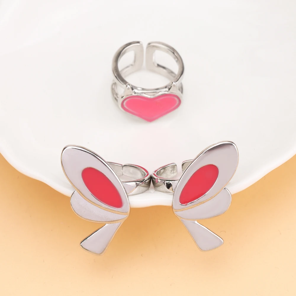 لعبة شخصية VALORANT القرنفل تأثيري حلقة مجموعة معدنية مفتوحة قابل للتعديل فراشة القلب خاتم اكسسوارات الدعائم #4