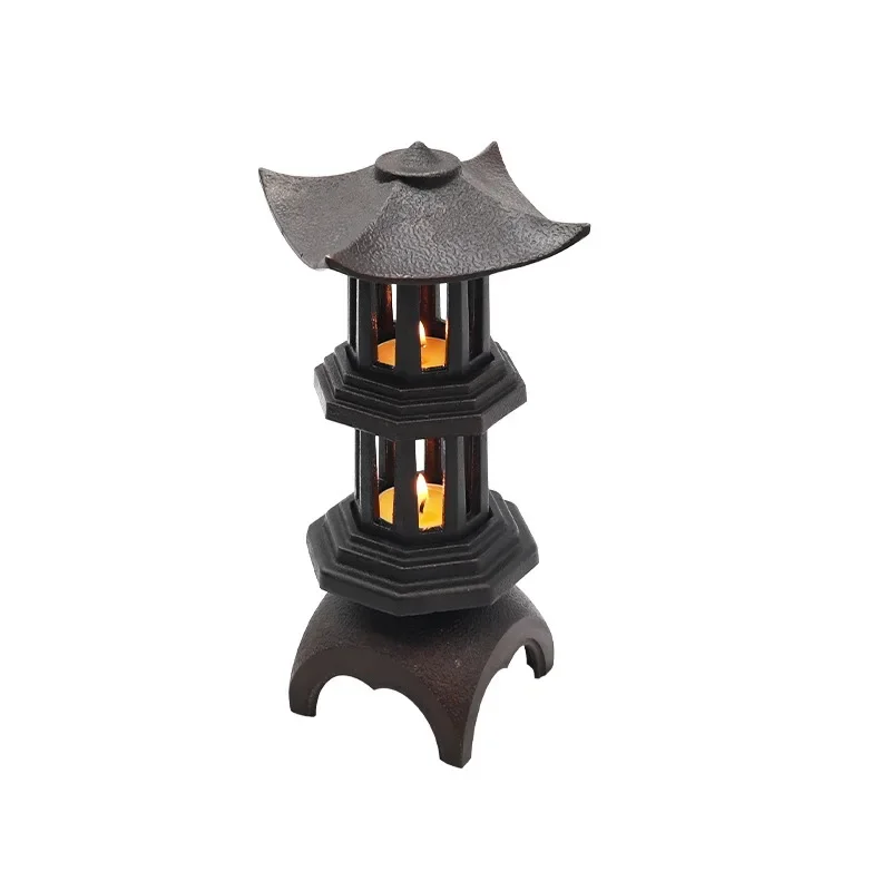 Tea room ornament gifts Zen lamp palace handmade iron Zen imitation retro cast iron oil lamp nostalgia