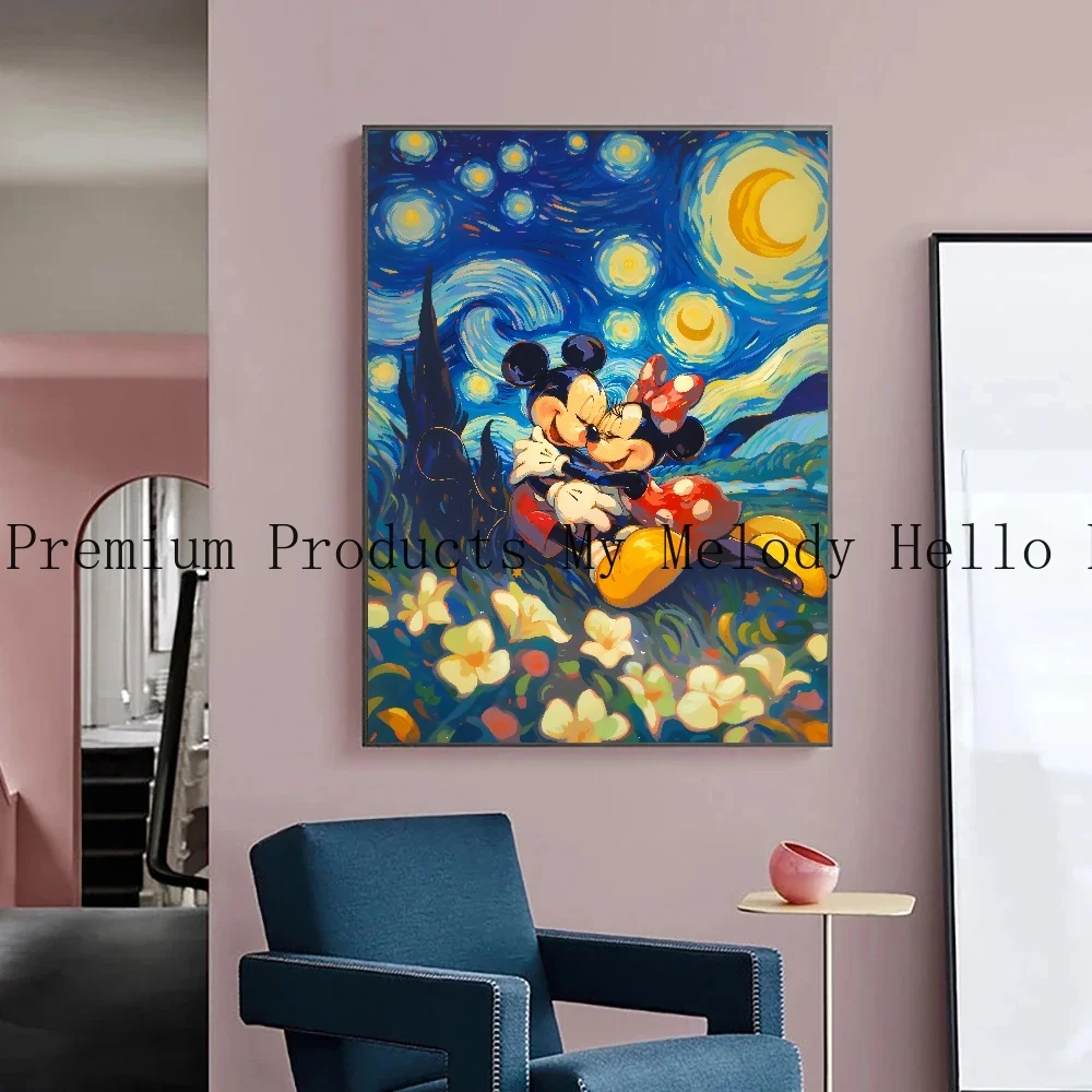 

Cartoon Disney Van Gogh Mickey Mouse Canvas Painting Posters and Prints Wall Art Pictures for Living Room Home Decor Gift