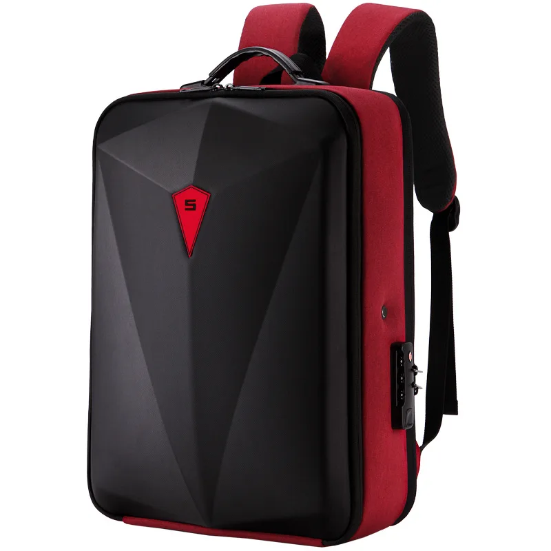 Men\'s Waterproof Business Backpack Alloy Frame Hard Shell Shaped Men Backpack 17.3 Gaming Laptop Bag Anti-theft Backpack School