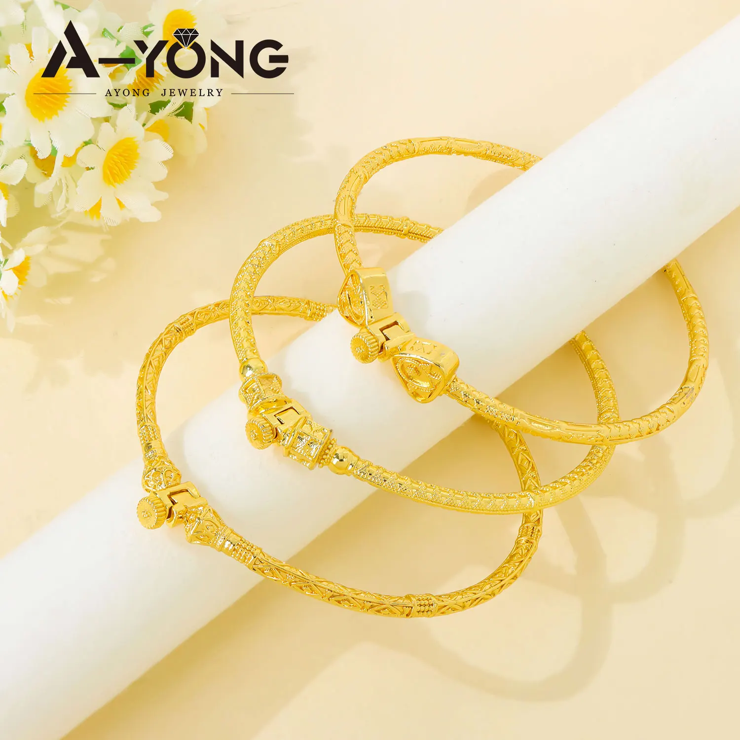 Dubai Mode Fuß Armband 21k Gold Überzogene Nigeria Braut Hochzeit Retro Knöchel Armreifen Nahen Osten Muslimischen Frauen Heiraten schmuck – Detail 1