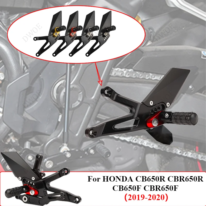 For HONDA CB650R CBR650R CB650F CBR650F 2019-2020 Rear Sets Heighten Pedal Adjustable Rearsets FootPegs Shift Lever Brake Kit