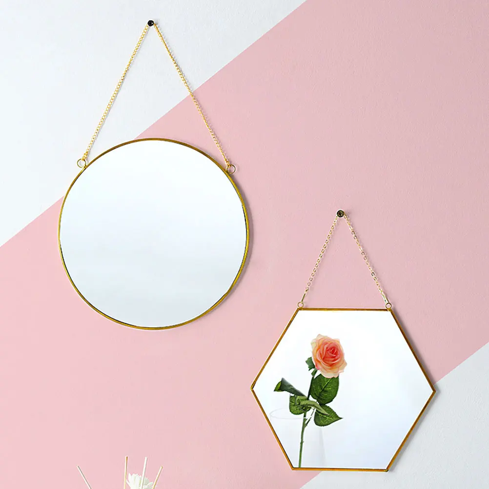 Espejo de maquillaje para colgar en la pared del baño, marco de Metal Premium, espejo de tocador que ahorra espacio para decoración del hogar, diseño moderno y elegante