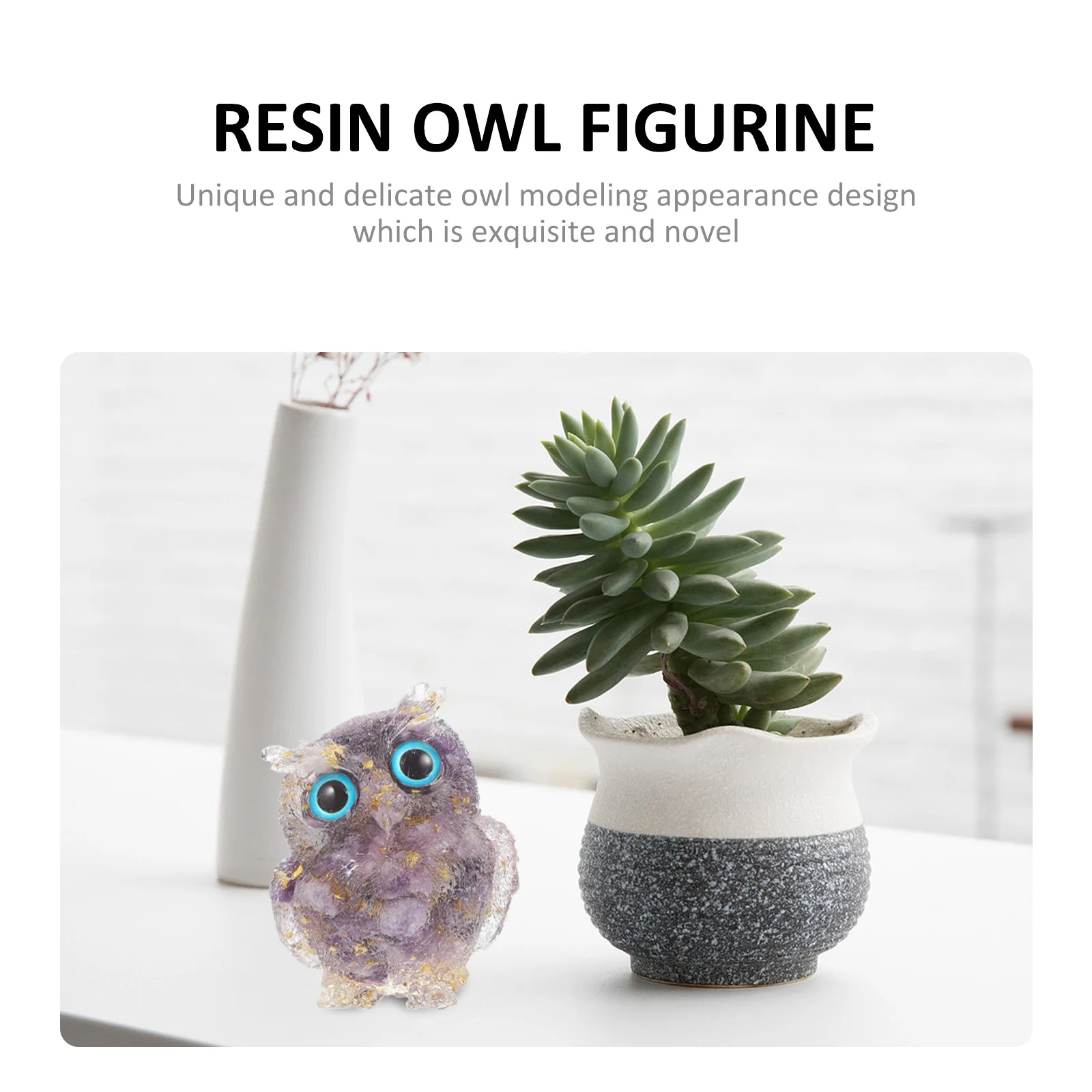 

Owl Resin Crystal Desktop Decor Small Animal Statue For Living Room Bookshelf Home Office Decoration Lifelike Owl Sculpture