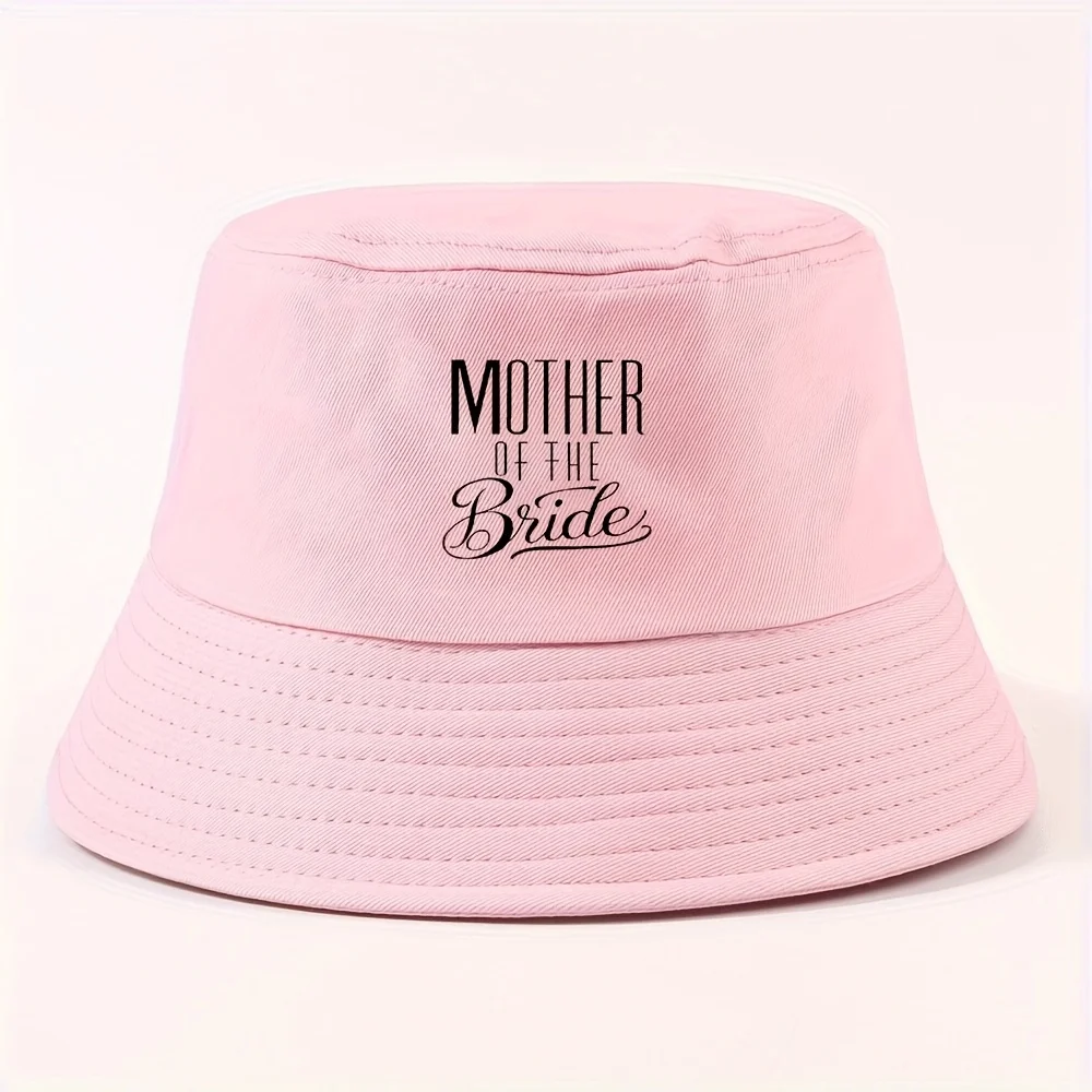 1pc "Mother, Bride Printed Unisex Sun Beach Double-Sided Foldable Bucket Hat, Suitable for Outdoor Hiking in All Seasons