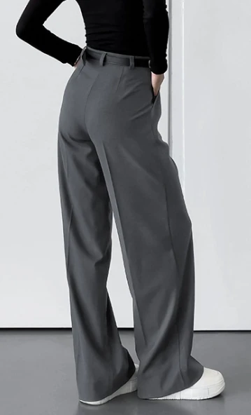 Grey Commuting Loose Wide Legged High Waisted Casual Trousers Autumn Fashion New Women's Trousers