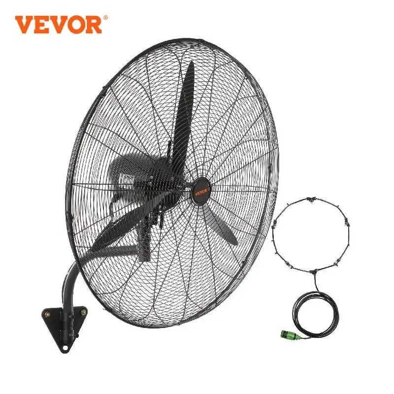 

VEVOR 4 Sizes Wall-Mount Misting Fan 3-speed IP44 Waterproof Oscillating Wall Fan Max. 9500 CFM Wall Mounted Fan for Home