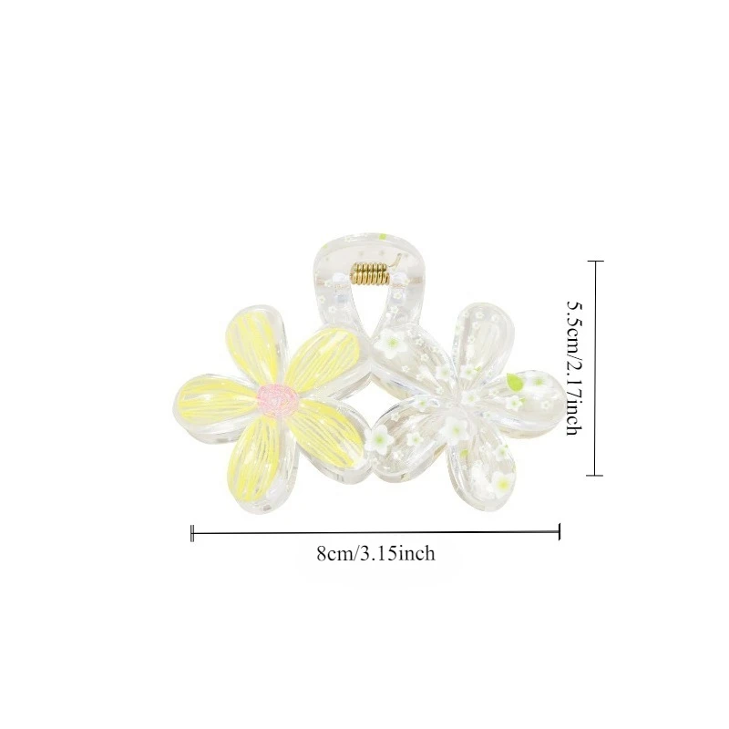 مشبك شعر على شكل زهرة جرافيتي حلوة وطازجة، مشبك شعر جديد على شكل قرش، مشبك شعر على شكل قرص خلفي للرأس، إكسسوارات للشعر