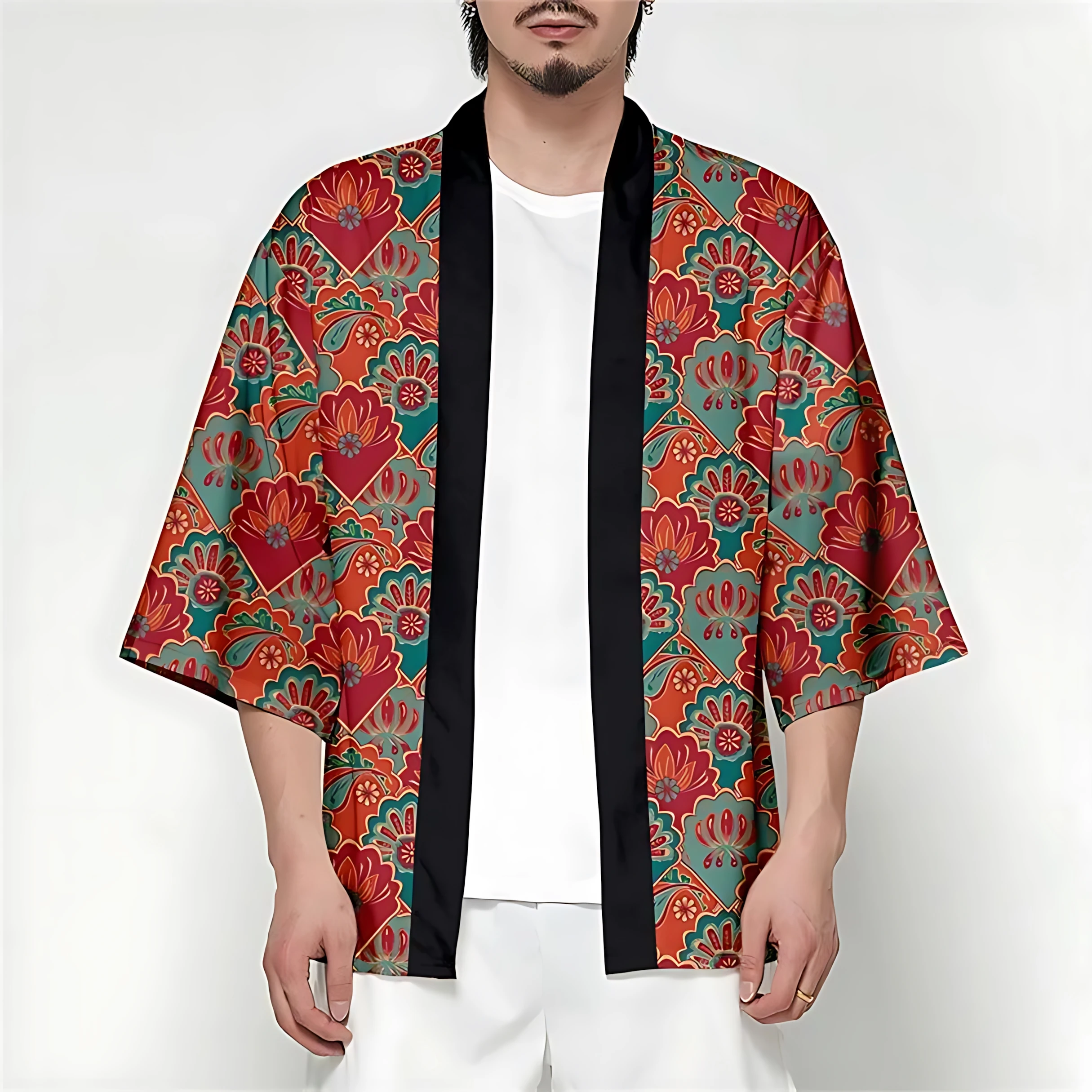 

2026 Summer Men's Kimono 3D Printed Pattern Breathable Lightweight Casual Fashion Outdoor Men's Clothing