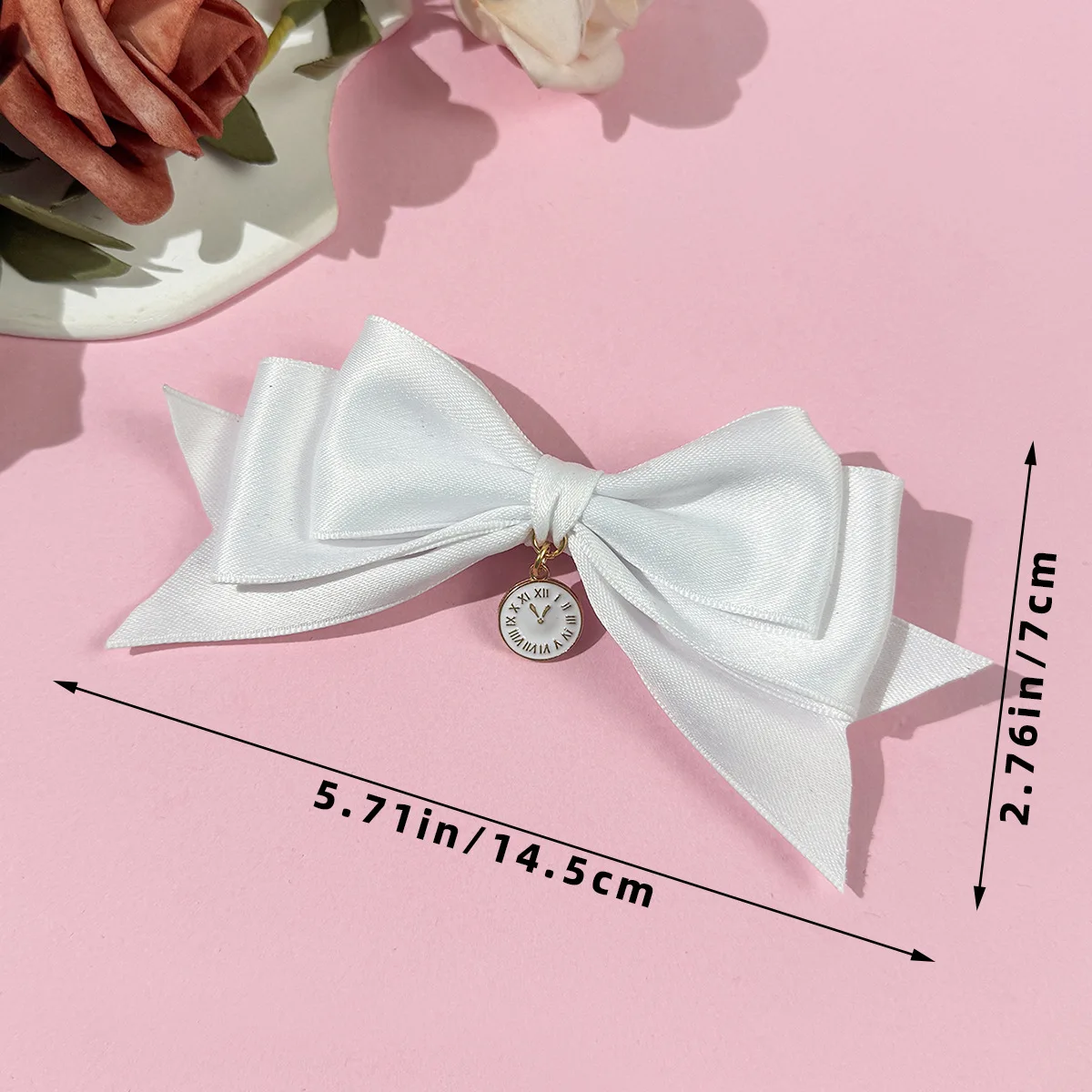 36pcs Satin Ribbon Bow Hair Clips Korean Fashion Side Bowknot Hairgrips with Clock Buttons for Women And Girls Bulk Pack