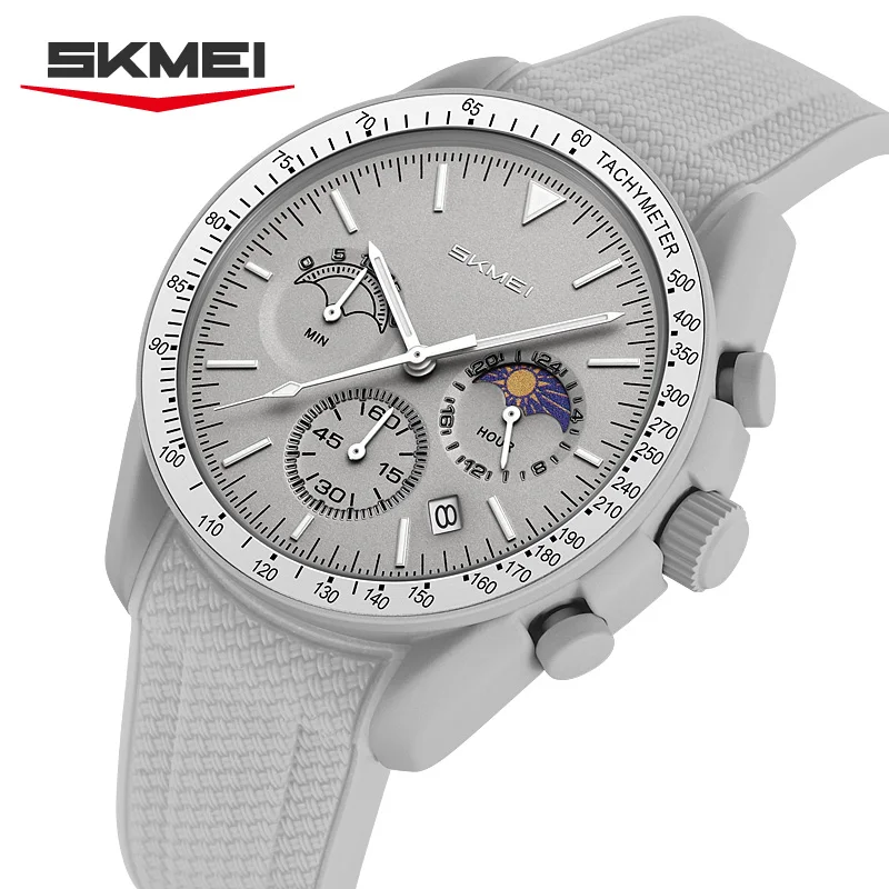 SKMEI 9424 New Classic Fashion Multifunctional Quartz Watch Men's Waterproof Silicone Strap Calendar Night Light Men's Watch