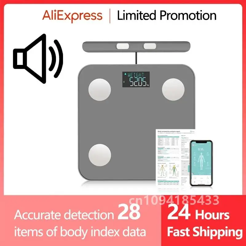 Smart Body Fat Scale 2024 New Professional 8-electrode Bioimpedance Scale with Measurement Voice Broadcast and Printable Report