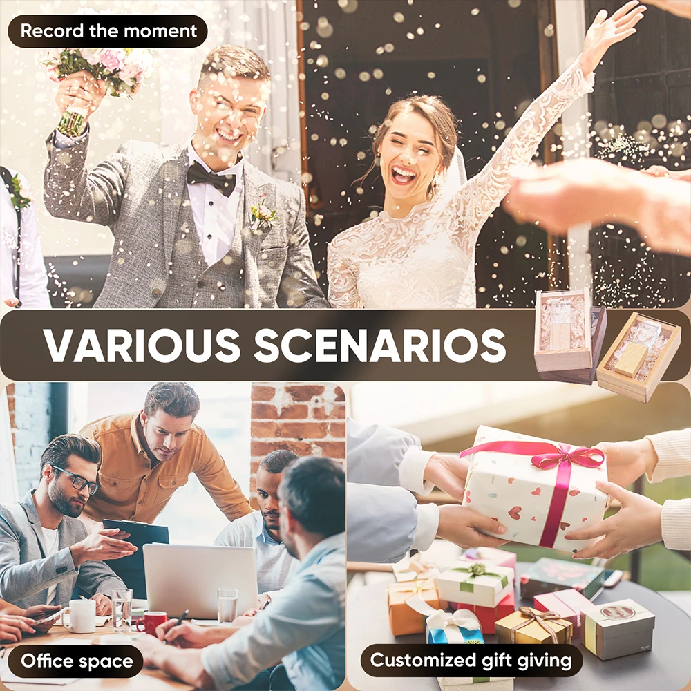 Fashion Crystal USB Flash Drive 128GB Free Custom Logo Memory Stick 64GB Color Printing Box & Pen Drive 32GB 16GB Wedding Gift