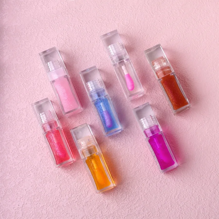 Custom 7colors Clear Water-Dropped Shaped Lip Oil Long Lasting Moisturizer Nourishing Hydrating Lip Beauty Makeup Bulk