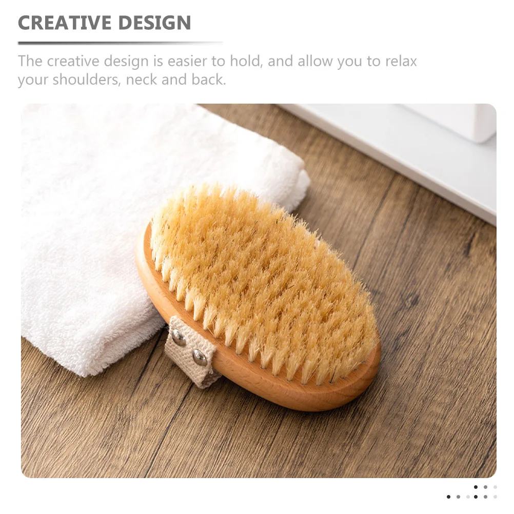 

Natural Pig Bristle Soft Bathing Brush for Shower Exfoliating Scrubber Back Cleanser Small Size Dead Skin Remover