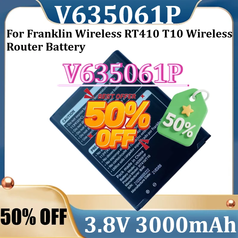 

For Franklin Wireless RT410 T10 Wireless Router Battery V635061P New 3.8V 3000mAh High Quality Battery