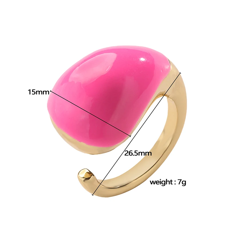 HECHENG, Unique Design Enamel Drip Glaze Drop Shape Open End Ring Fashion Simple High Grade Asymmetric Design Gift Ring