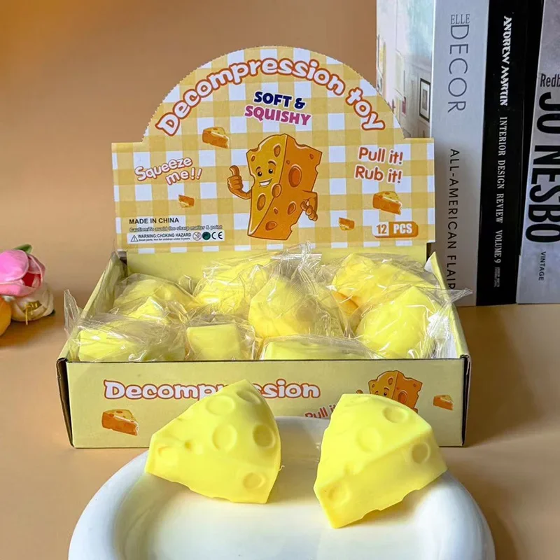 Käse-Squishy-Spielzeug: Simulierter Käse zum Quetschen, weiches, niedliches Entspannungs-Käse-Spielzeug zum Kneifen, klebriges, langsam rückfederndes Spielzeug für Erwachsene