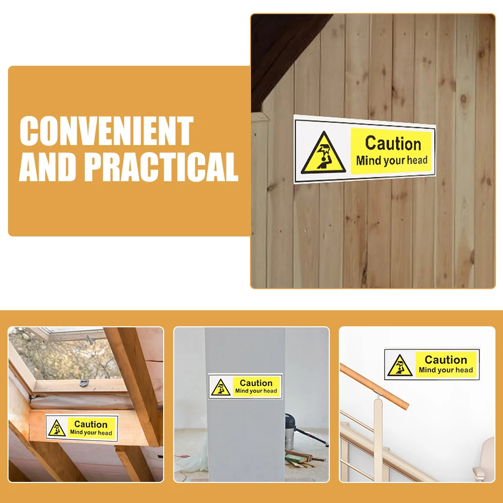 2pcs Safety Sign Self Adhesive Warning Sticker Watch Your Head Caution Decal For Low Ceiling Pvc Waterproof Wall Decor In