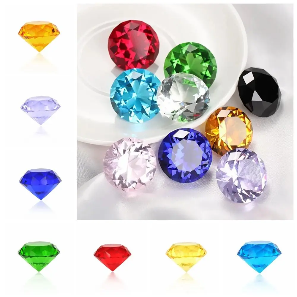 1PCS Clear Diamond Crystal Faceted Cut Shape Paperweights Glass Giant Diamond Jewel Gem Home Decor Craft Display Gift