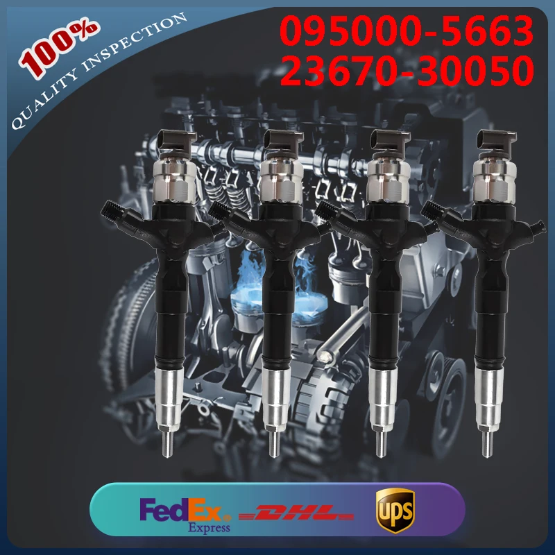 

4pcs 095000-5663 095000-5880 23670-30050 23670-39095 Common Rail Fuel Injector for Toyota Hiace Hilux 2.5D 2KD-FTV Engine