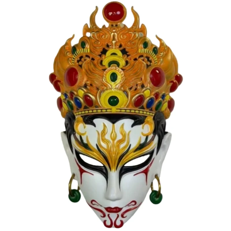 

Halloween Carnival White Crane Boy Mask Fine Painting China-Chic Resin Nuo Opera COS Product Animation Props Role-playing