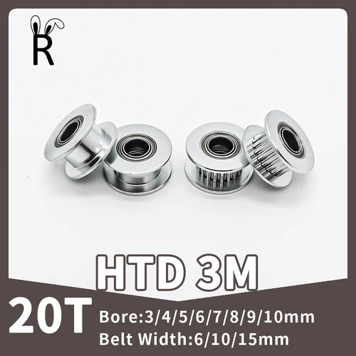 20 dientes HTD 3M polea tensora diámetro 3 4 5 6 7 8 9 10mm diente de rueda síncrona ancho 6/10/15mm rueda tensora de polea de distribución 3M 20T