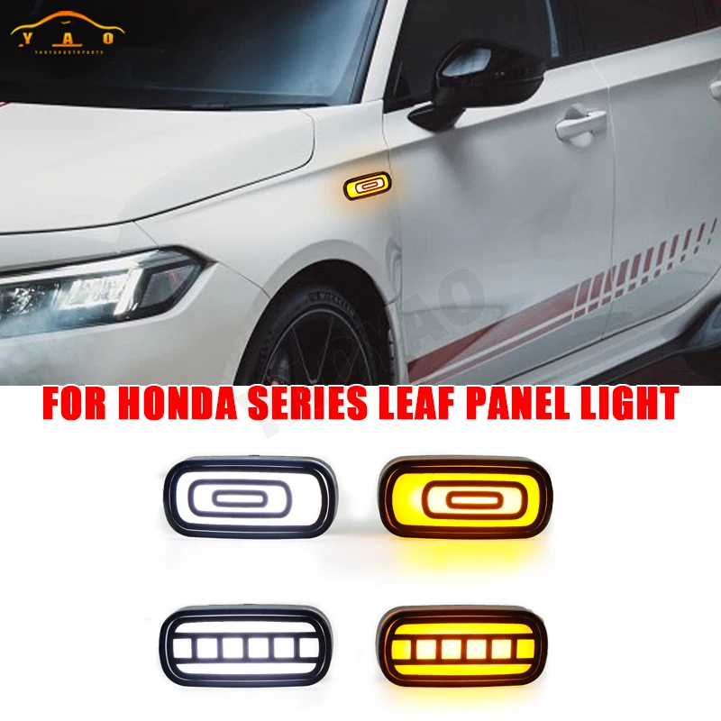 

Front Fender Lights with Dynamic Turn Signal White Light DRL Side Marker Leaf Lamp For Honda Series Led Daytime Running Light