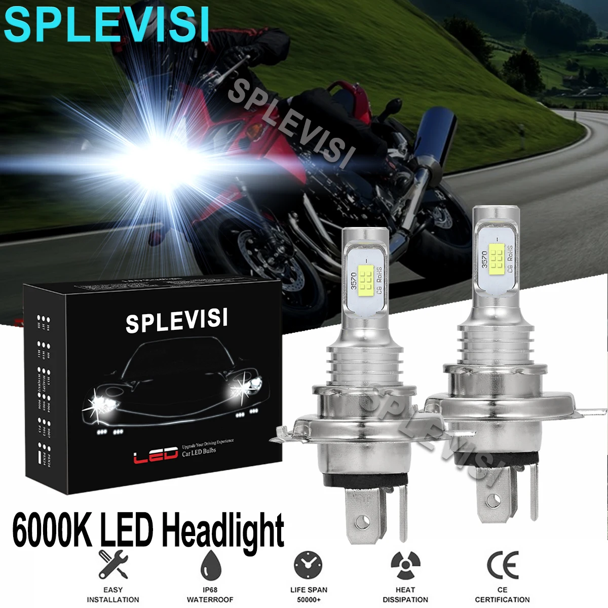 

2x70W 6000K White Motorcycle Headlight For Suzuki Bandit 1200 1997-2005 Bandit600 1996-1999 Bandit 400 1991-1993 VX800 1990-1993