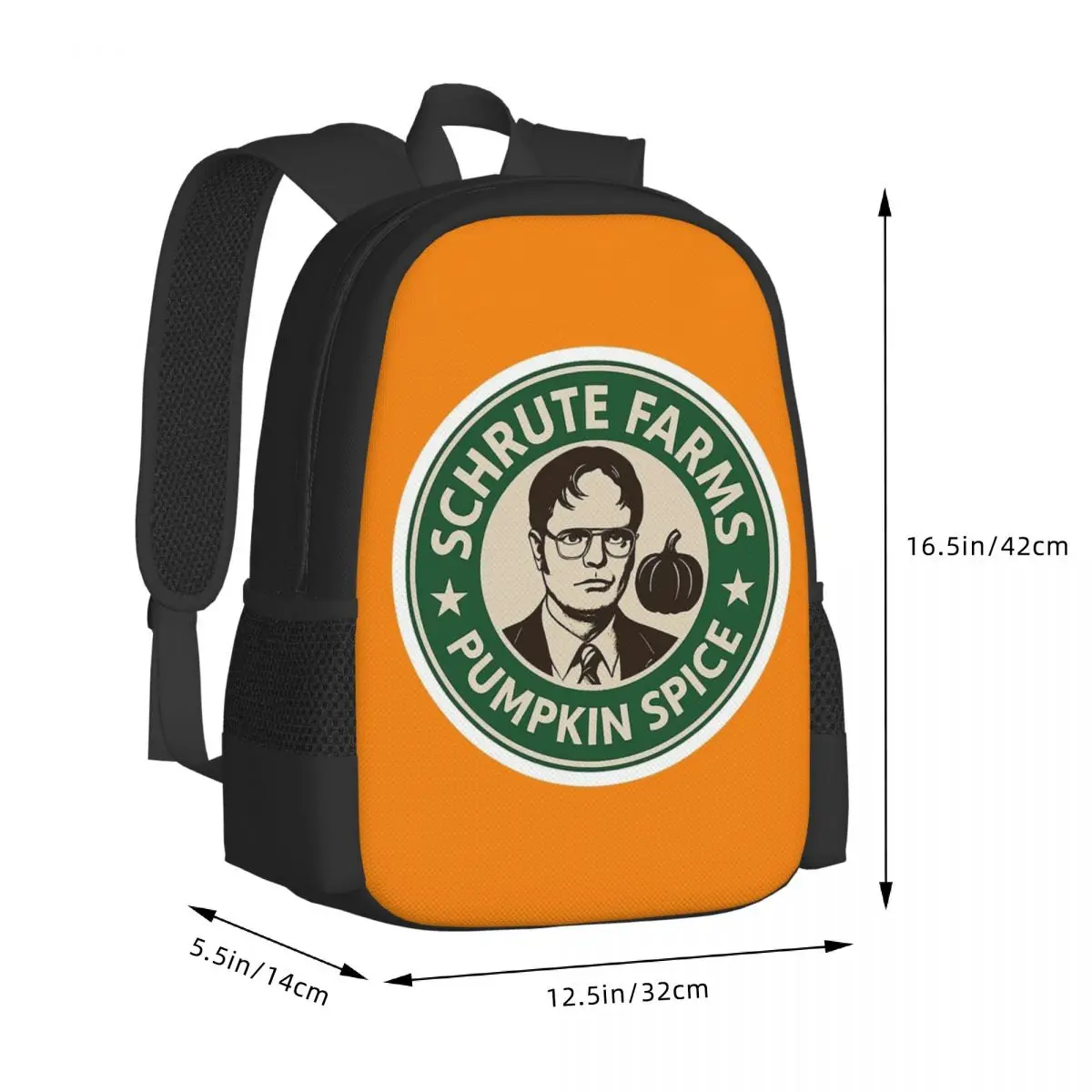 Schrute Farms Pumpkin Spice Student Backpack School Bag Hiking Travel Daypack for Boys Girls Fashion Bookbag Shoulder Bags