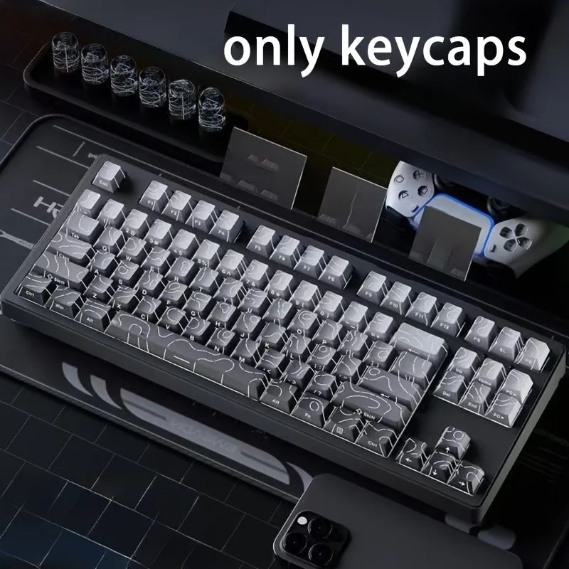 133 Tasten Schwarz-Grau Farbverlauf Tastenkappen OEM-Profil Mechanische Tastatur-Tastenkappen für 64/68/75/84