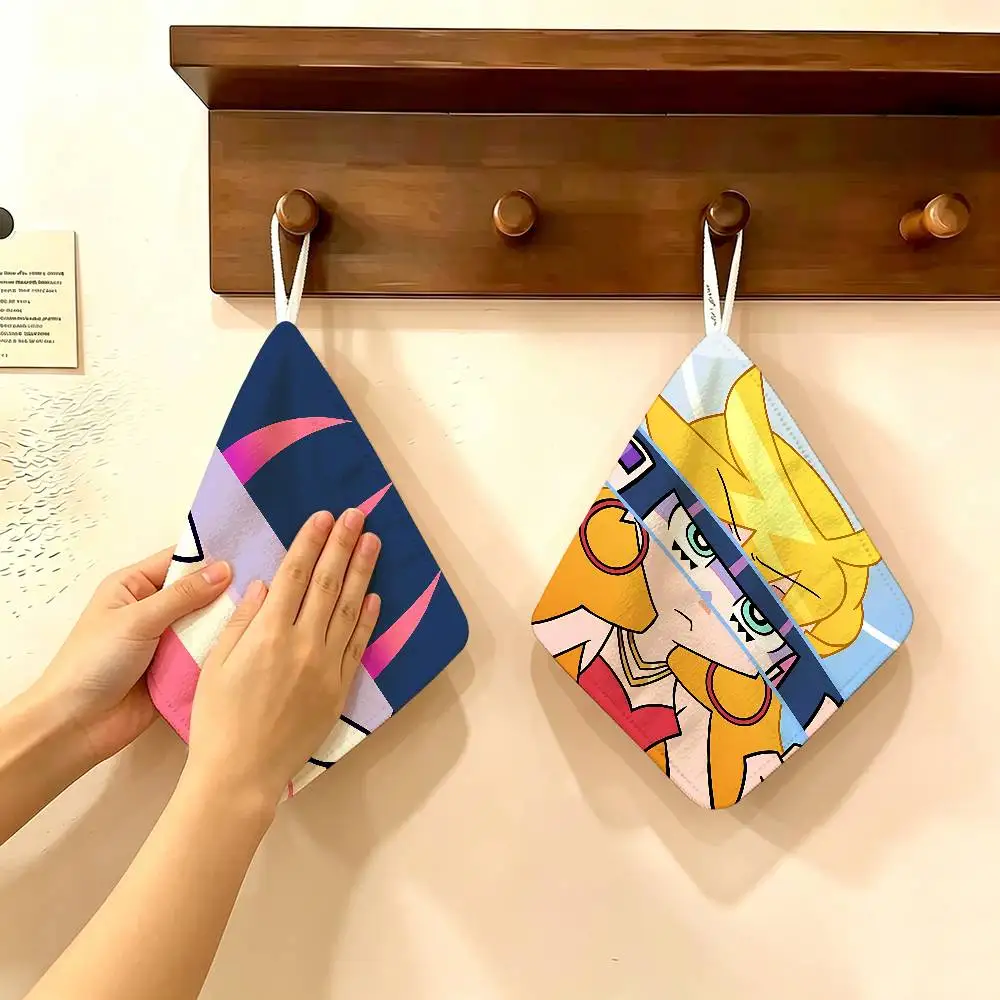 Anime P-panty And S-stockings Polyester Cotton Hand Wiping Towel, Hanging Design, Durable for Household Restaurant Toilet Use