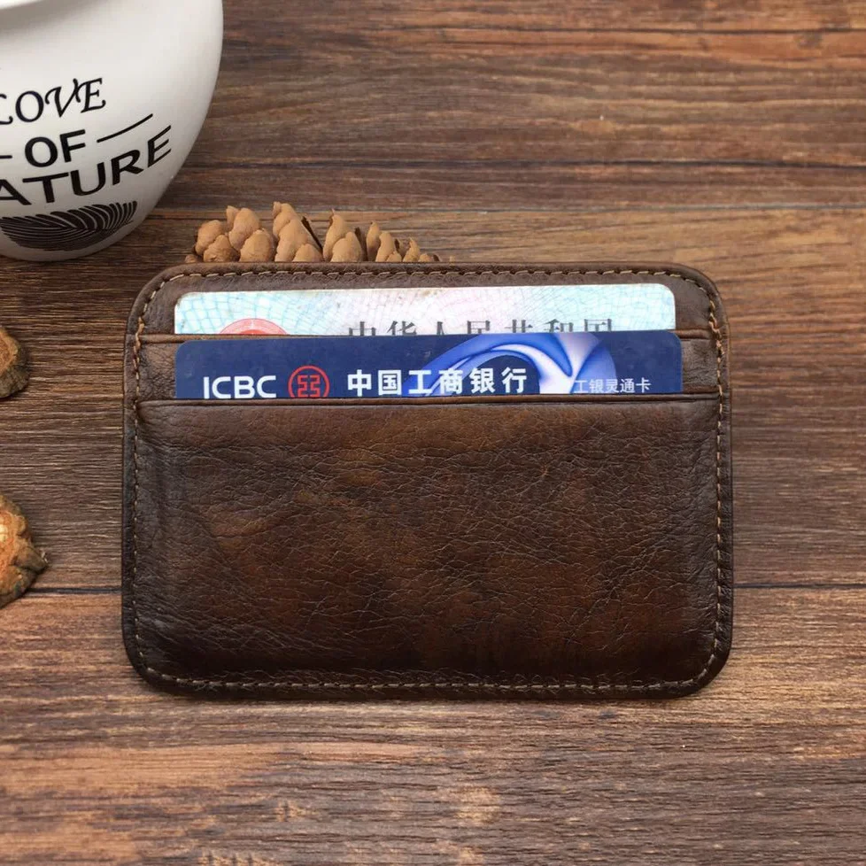 Real Leather Men Credit Card Holder Genuine Leather Credit Cardholder Case To Protect Credit Cards