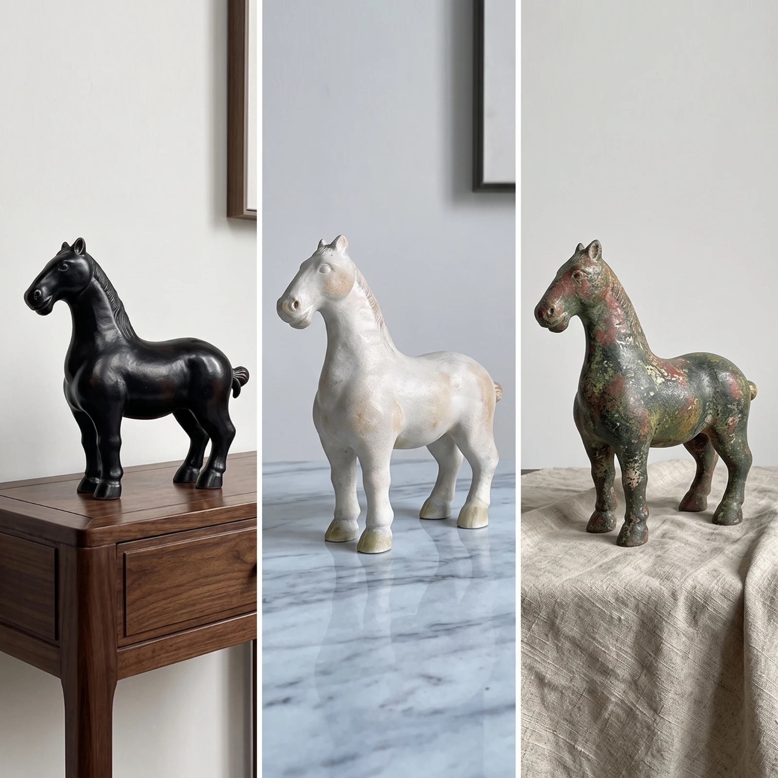 Horse Figurine Tabletop Horse Sculpture Decor Vintage Distressed for Homeowners, Living Room, Bookshelf