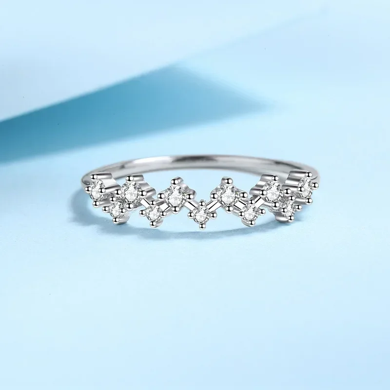 Row 0.41ct Moissanite Diamond Platinum Ring for Women, Combination Stacking Index PT950 Tail Ring Jewelry