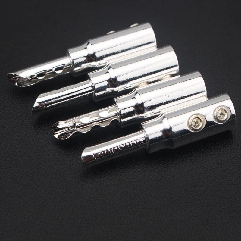 Amplifier Speaker Cable Connector Silver Plated Banana Plug Solderess Copper HiFi Audio Adapter