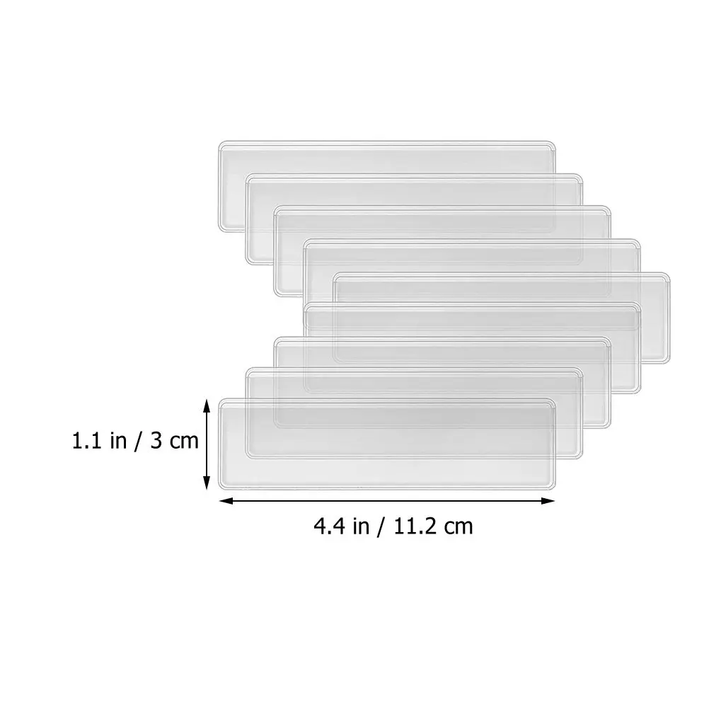 50Pcs Sturdy Clear PVC Adhesive Label Holders Easy Insert Replace for Whiteboard Folder Bookshelf Classroom Use