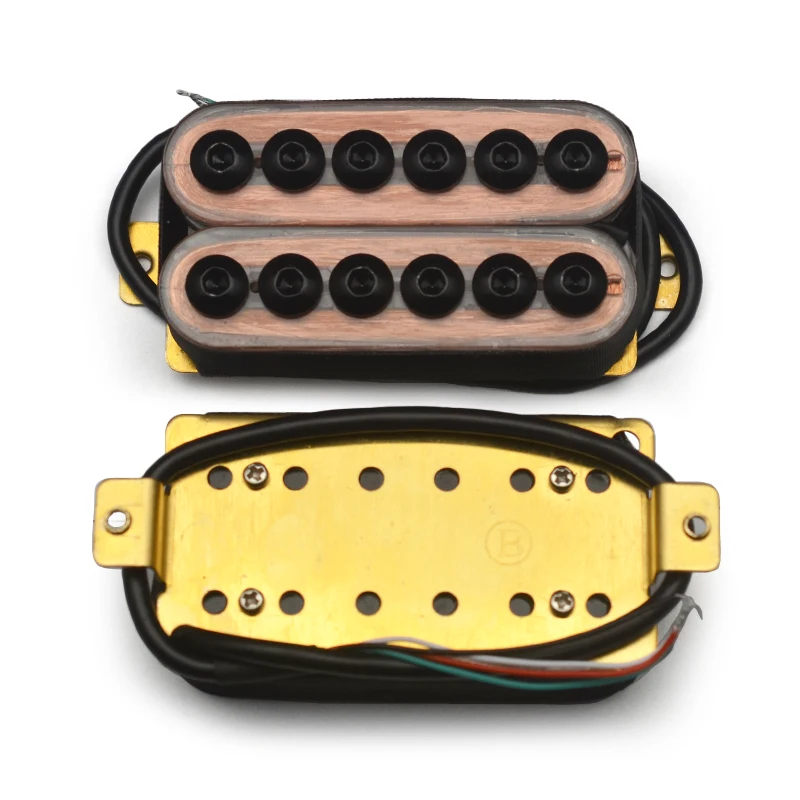 Electric Guitar Humbucker Big Adjustable Screw Dual Coil Guitar Pickup with 4 Conduct Cable/Coil Splitting Transparent