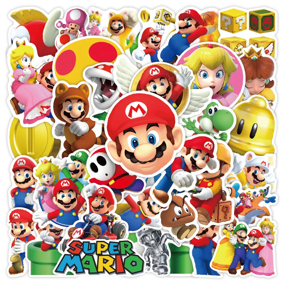 

50/100Pcs Cartoon Super Mario Game Stickers Laptop Notebook Skateboard Fridge Phone Waterproof Decal Sticker Kids Toys