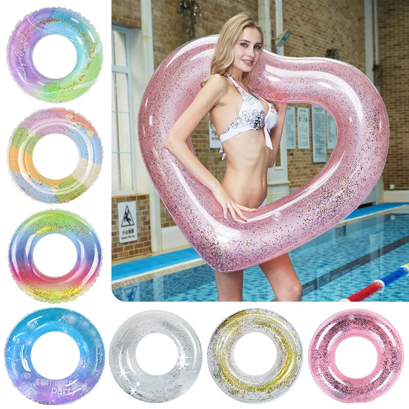 Sequins Swimming Ring Inflatable Pool Float for Adults Teen Kids Swimming Circle Baby Swim Tube Water Play Swimming Pool Toys