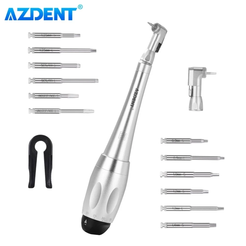 AZDENT Dental Implant Torque Wrench Handpiece Ratchet Latch Head 12PCS Drivers 5-35 N.cm 7 Torque Levels Dentist Dentistry Tools