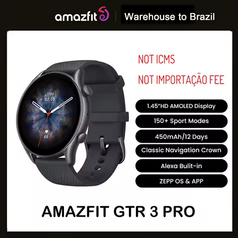 2024 Amazfit GTR 3 Pro NEW Smartwatch com display AMOLED, aplicativo Zepp OS, bateria de 12 dias, relógio GPS para telefone Android e iOS, nova versão 46mm (Em estoque)