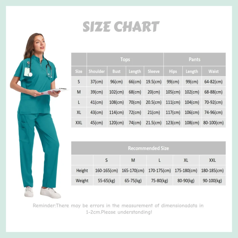 ชุดยูนิฟอร์มแพทย์ผ่าตัดสำหรับบุรุษและสตรี ชุดทำงานสำหรับเภสัชกร คลินิกทันตกรรม พยาบาล เสื้อซิป กางเกงลำลอง ชุดทำงาน