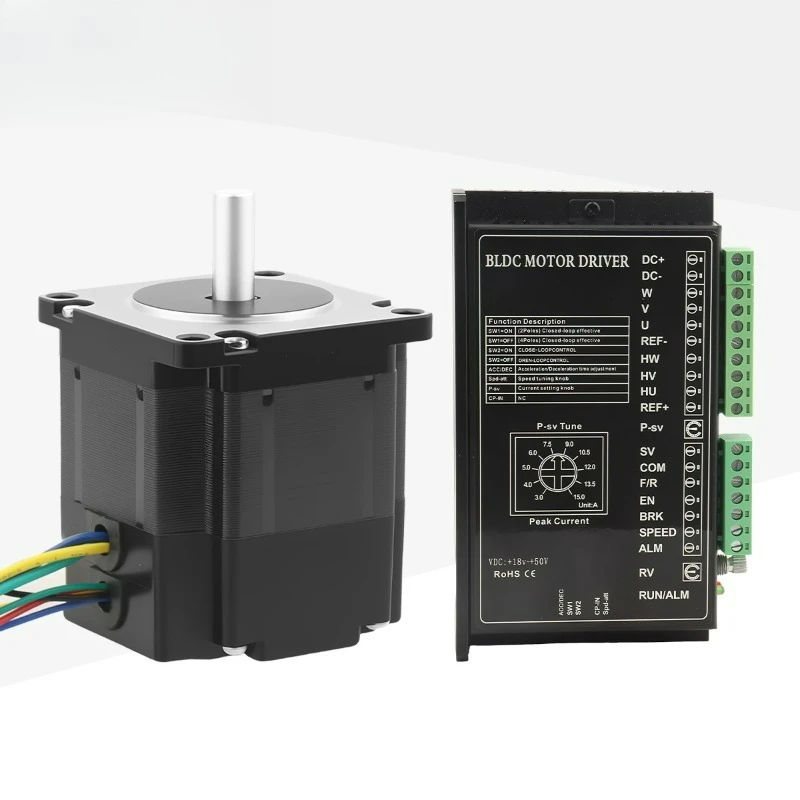 57x57x60mm 3000RPM 3 Phase NEMA 23 DC 24V 62W BLDC Brushless Motor with Driver Kit Flange Mount 0.2NM Torque RoHS CE ISO